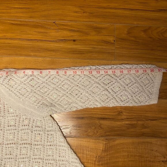 Banana Republic Caridgan Size Med Wool blend Open Knit Cream 2000s Y2K - Picture 7 of 11